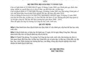 Quyết định 53/2008/QĐ-BGDĐT quy định đánh giá, xếp loại thể lực học sinh, sinh viên