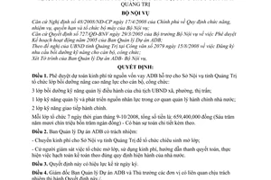 Quyết định 1233/QĐ-BNV phê duyệt dự toán kinh phí từ nguồn vốn vay ADB