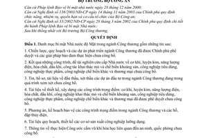 Quyết định 1534/2008/QĐ-BCA(A11) danh mục bí mật nhà nước độ mật của ngành công thương