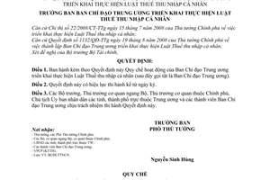 Quyết định 01/QĐ-BCĐLTTNCN Quy chế hoạt động của Ban Chỉ đạo Trung ương triển khai Luật Thuế thu nhập cá nhân