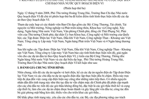 Thông báo 262/TB-VPCP kết luận Phó Thủ tướng Hoàng Trung Hải họp Ban chỉ đạo nhà nước quy hoạch điện VI