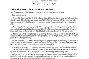 Báo cáo 1009/BC-BYT công tác y tế 9/2008
