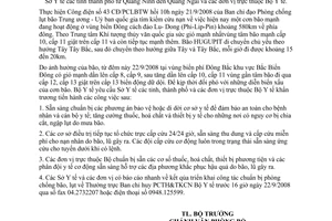 Công điện 6505/CĐ-BYT kịp thời đối phó diễn biến xấu cơn bão mạnh hoạt động vùng biển Đông cách đảo Lu- Dong (Phi-Lip-Pin) 580km  phía đông