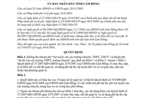 Quyết định 45/2008/QĐ-UBND không thu phí dự thi phí xét tuyển Lâm Đồng