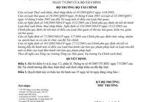 Quyết định 80/2008/QĐ-BTC bãi bỏ điểm b và d, mục 5.2, phần II, Thông tư 45/2007/TT-BTC  Bộ Tài chính