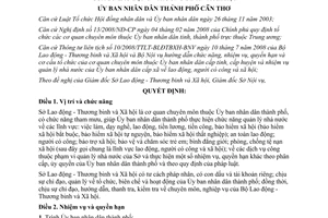 Quyết định 89/2008/QĐ-UBND chức năng nhiệm vụ sở lao động Cần Thơ