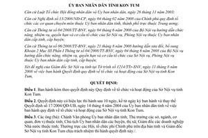 Quyết định 44/2008/QĐ-UBND tổ chức hoạt động của Sở Nội vụ Kon Tum