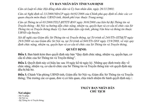 Quyết định 18/2008/QĐ-UBND nhiệm vụ quyền hạn cơ cấu Sở Thông tin Truyền thông tỉnh Nam Định