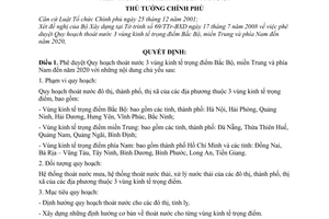 Quyết định 1336/QĐ-TTg phê duyệt quy hoạch  thoát nước 3 vùng kinh tế trọng điểm Bắc bộ, miền Trung và phía Nam đến năm 2020