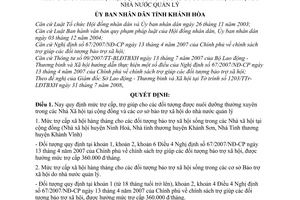 Quyết định 61/2008/QĐ-UBND mức trợ cấp cho các đối tượng được nuôi dưỡng thường xuyên trong các nhà xã hội tại cộng đồng các cơ sở bảo trợ xã hội