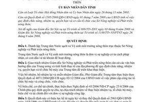 Quyết định 2161/QĐ-UBND 2008 lập Trung tâm Nước sạch Vệ sinh nông thôn Thừa Thiên Huế