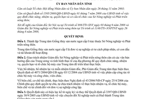 Quyết định 2162/QĐ-UBND 2008 lập Trung tâm thủy sản nước ngọt cấp I Thừa Thiên Huế