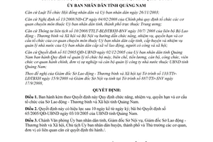Quyết định 37/2008/QĐ-UBND chức năng nhiệm vụ quyền hạn Sở Lao động Quảng Nam