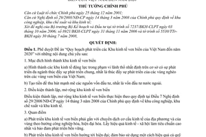 Quyết định 1353/QĐ-TTg phê duyệt đề án “quy hoạch phát triển các khu kinh tế ven biển của Việt Nam đến năm 2020”