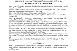 Quyết định 54/2008/QĐ-UBND diện tích mức hỗ trợ đất nông nghiệp xen kẽ trong khu dân cư đất vườn ao liền kề trong khu dân cư