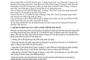 Hướng dẫn 09/HD-SXD áp dụng đơn giá sửa chữa công trình xây dựng