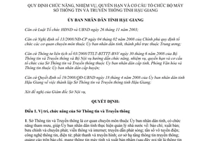 Quyết định 44/2008/QĐ-UBND cơ cấu tổ chức bộ máy Sở Thông tin Truyền thông tỉnh Hậu Giang