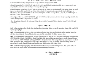 Quyết định 295/2008/QĐ-UBND Quy định chức năng nhiệm vụ quyền hạn cơ cấu