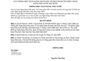 Quyết định 2132/QĐ-NHNN phát hành tín phiếu ngân hàng nhà nước bắt buộc sửa đổi Quyết định 364/QĐ-NHNN