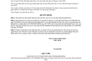 Quyết định 65/2008/QĐ-UBND Quy chế làm việc Ủy ban nhân dân Khánh Hoà