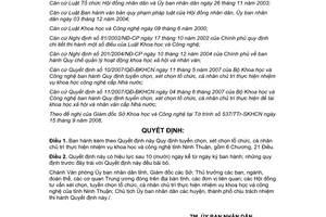 về ban hành Quy định tuyển chọn, xét chọn tổ chức, cá nhân chủ trì thực hiện nhi