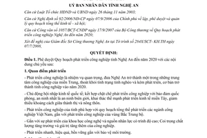 Quyết định 56/2008/QĐ-UBND quy hoạch phát triển công nghiệp Nghệ An đến 2020