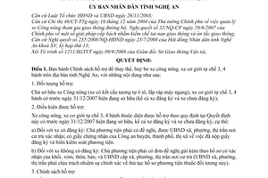 Quyết định 60/2008/QĐ-UBND chính sách hỗ trợ  thay thế, hủy bỏ xe công nông, xe cơ giới tự chế 3, 4 bánh