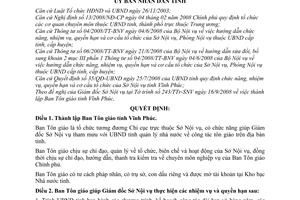 Quyết định 46/2008/QĐ-UBND thành lập Ban Tôn giáo tỉnh Vĩnh Phúc