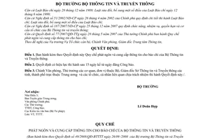 Quyết định 49/2008/QĐ-BTTTT quy chế phát ngôn và cung cấp thông tin cho báo chí của Bộ Thông tin và Truyền thông