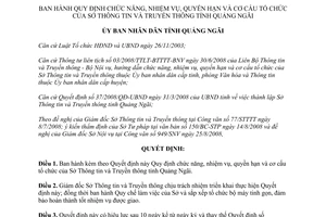 Quyết định 298/2008/QĐ-UBND nhiệm vụ quyền hạn cơ cấu tổ chức Sở Thông tin Truyền thông Quảng Ngãi
