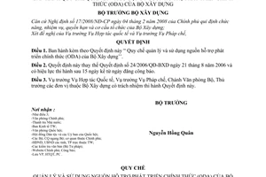 Quyết định 12/2008/QĐ-BXD  Quy chế quản lý và sử dụng nguồn hỗ trợ phát triển chính thức (ODA) của Bộ Xây dựng