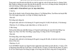 Báo cáo 1037/BC-BYT tình hình thiệt hại y tế và công tác phòng, chống khắc phục hậu quả mưa lũ bão 6