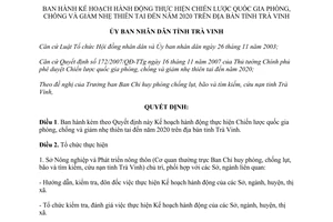 Quyết định 1448/QĐ-UBND năm 2008 Chiến lược quốc gia phòng chống giảm nhẹ thiên tai đến 2020 Trà Vinh