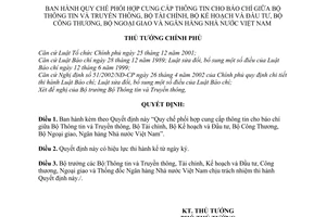 Quyết định 1390/QĐ-TTg Quy chế phối hợp cung cấp thông tin cho báo chí