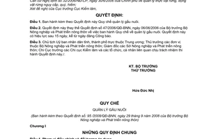 Quyết định 95/2008/QĐ-BNN quy chế quản lý gấu nuôi