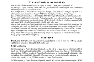 Quyết định 20/2008/QĐ-UBND quy định chức năng, nhiệm vụ, quyền hạn và cơ cấu tổ chức của Sở Nông nghiệp và Phát triển nông thôn TPHCM