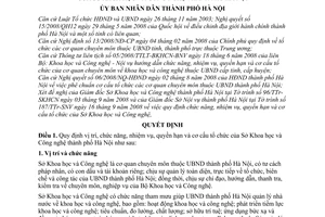 Quyết định 22/2008/QĐ-UBND quy định chức năng, nhiệm vụ, quyền hạn và cơ cấu tổ chức của Sở Khoa học và Công nghệ thành phố Hà Nội