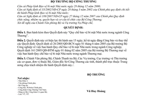 Quyết định 33/2008/QĐ-BCT quy chế bảo vệ bí mật nhà nước trong ngành công thương