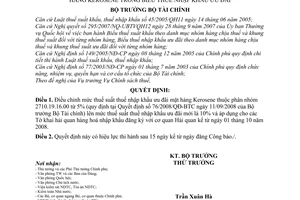 Quyết định 82/2008/QĐ-BTC điều chỉnh mức thuế suất thuế nhập khẩu ưu đãi đối với mặt hàng Kerosene trong biểu thuế nhập khẩu ưu đãi