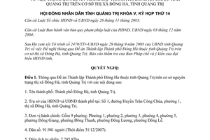Nghị quyết 17/2008/NQ-HĐND Thành lập thành phố Đông Hà trên cơ sở thị xã Đông Hà Quảng Trị