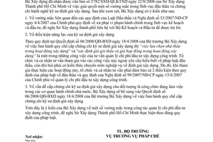 Công văn  12/BXD-PC Trả lời VB 5782/SXD-QLKTXD giải quyết vướng mắc đấu thầu và chứng chỉ hành nghề kỹ sư định giá xây dựng