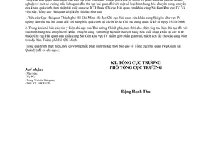 Công văn  4959/TCHQ-GSQL thủ tục hải quan  ICD thuộc Chị cục Hải quan cửa khẩu cảng Sài gòn khu vực 4