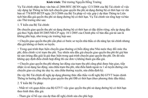 Công văn  7270/BGTVT-TC Dự thảo Thông tư Liên tịch bán đấu giá quyền thu phí sử dụng đường bộ có thời hạn