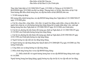 Công văn 3349/BHXH-CĐCS Hướng dẫn điều chỉnh lương hưu, trợ cấp BHXH theo NĐ 101/2008/NĐ-CP