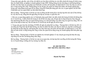 Công văn  3579/LĐTBXH-LĐTL  chỉ đạo việc đưa tin về điều chỉnh tiền lương tối thiểu