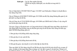 Công văn 739/SXD-QLXD công bố bộ đơn giá công ích đô thị