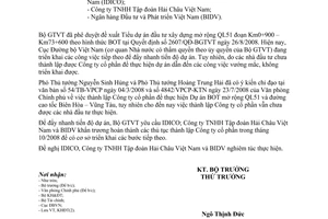 Công văn  7451/BGTVT-KHĐT Thành lập Công ty cổ phần thực hiện dự án BOT mở rộng QL51  và đường cao tốc Biên Hòa – Vũng Tàu