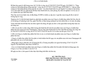 Công văn  5765/SYT-VSATTP thu hồi rượu có hàm lượng Methanol cao