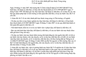 Công văn  6998/BYT-KCB Kiểm tra tình hình thực hiện Quy chế quản lý chất thải y tế