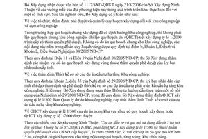 Công văn  2054/BXD-VP Trả lời  vướng mắc của Sở Xây dựng Ninh Thuận